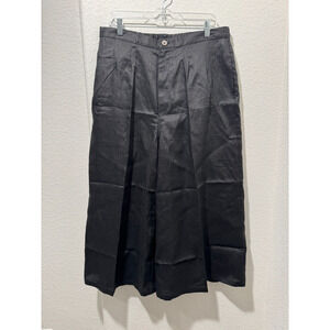 Vivid Womens Black Wide Leg Crop Capri 100% Linen Pants Sz 2X NWT Zip Front